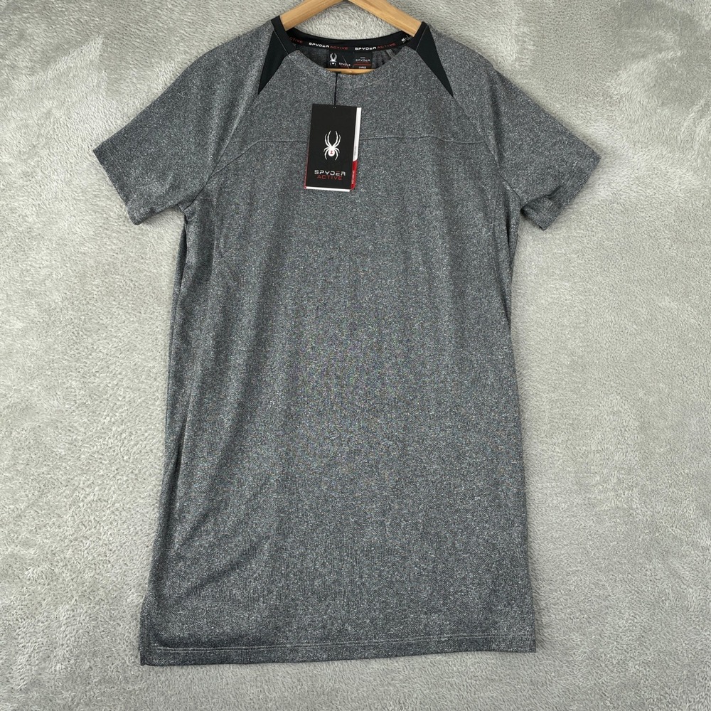 Spyder Active Shirt Mens Large Gray Performance ProWeb Breathable Quick Dry Gym